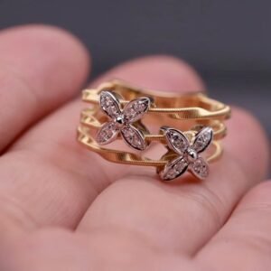 Golden Bloom Diamond Flower Ring