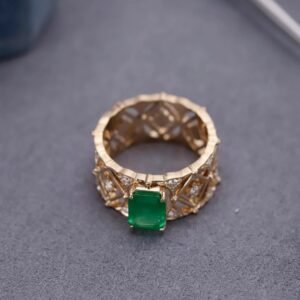 Radiant Fusion Emerald and Yellow Diamond Ring